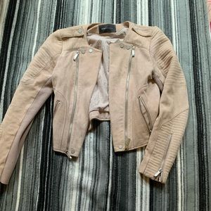 Pale pink suede Moto jacket